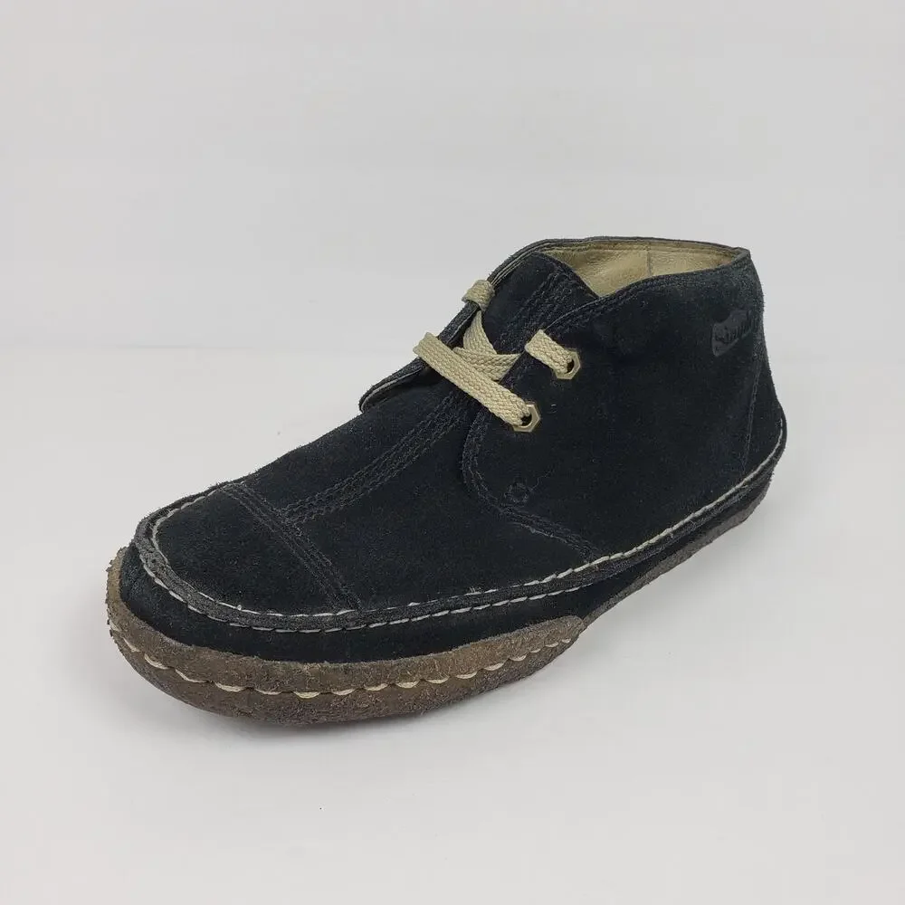 Simple Waldo Mens Sz 7 Womens Sz 9 Black Suede Lace Chukka Bootie Shoes